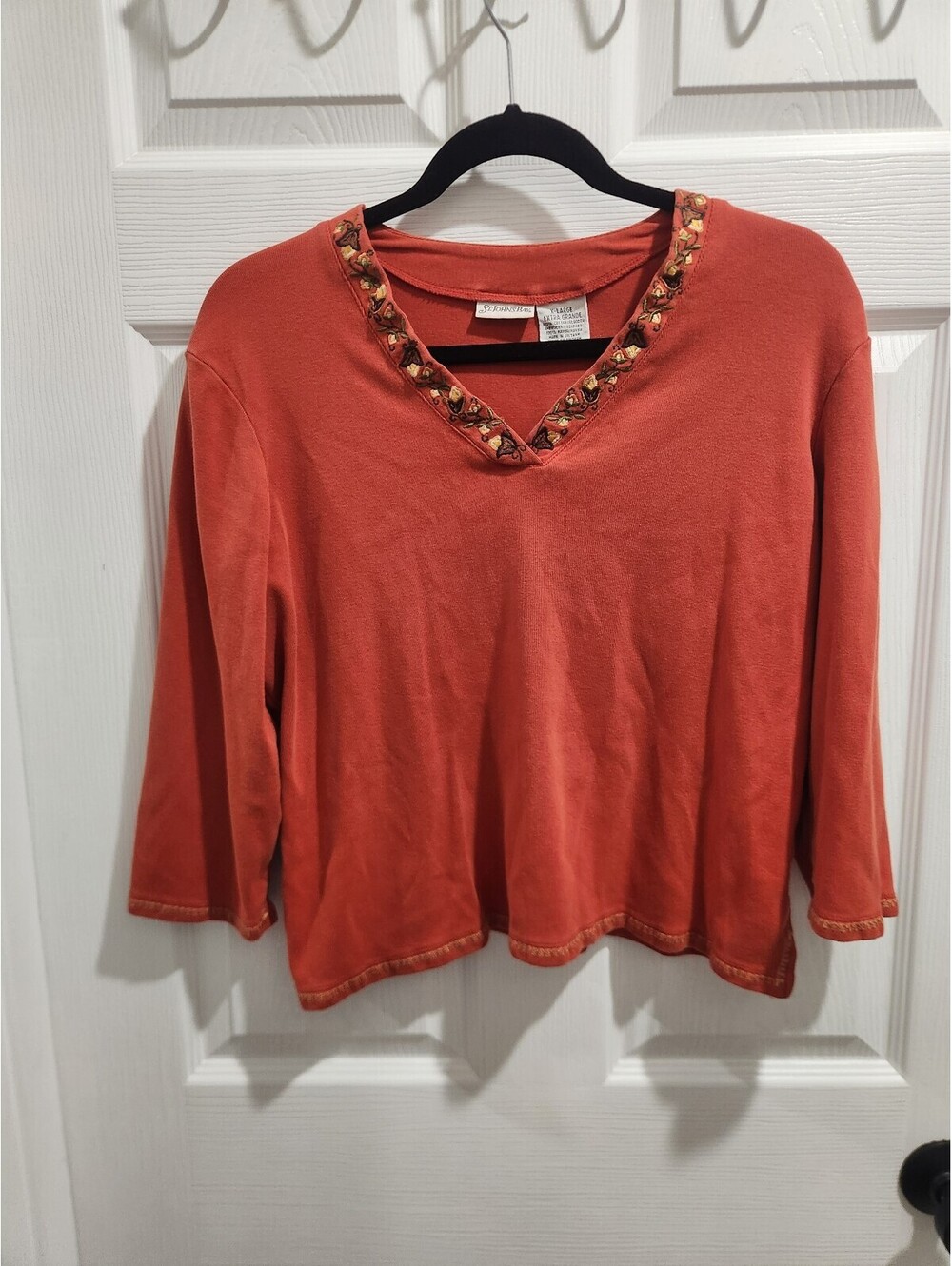 St. John's Bay Women's Orange Sequin V-Neck Top